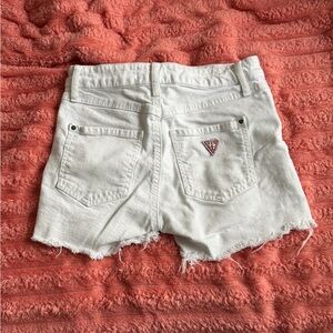 Guess Off-White Frayed Denim Shorts